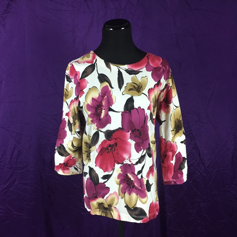 Alfred Dunner Floral Embroidery Blouse